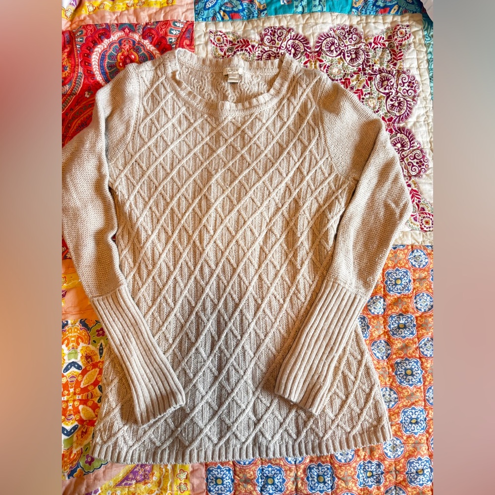 J Crew Merino wool blend cable knit sweater